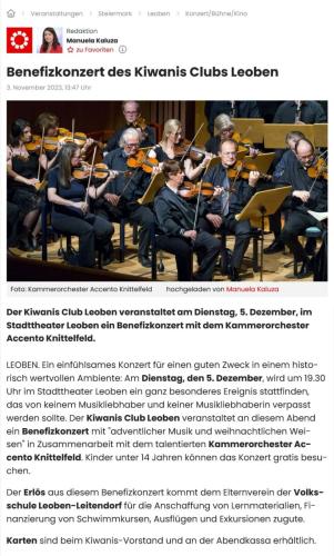 ankuender leoben Kiwnis Benefizkonzert